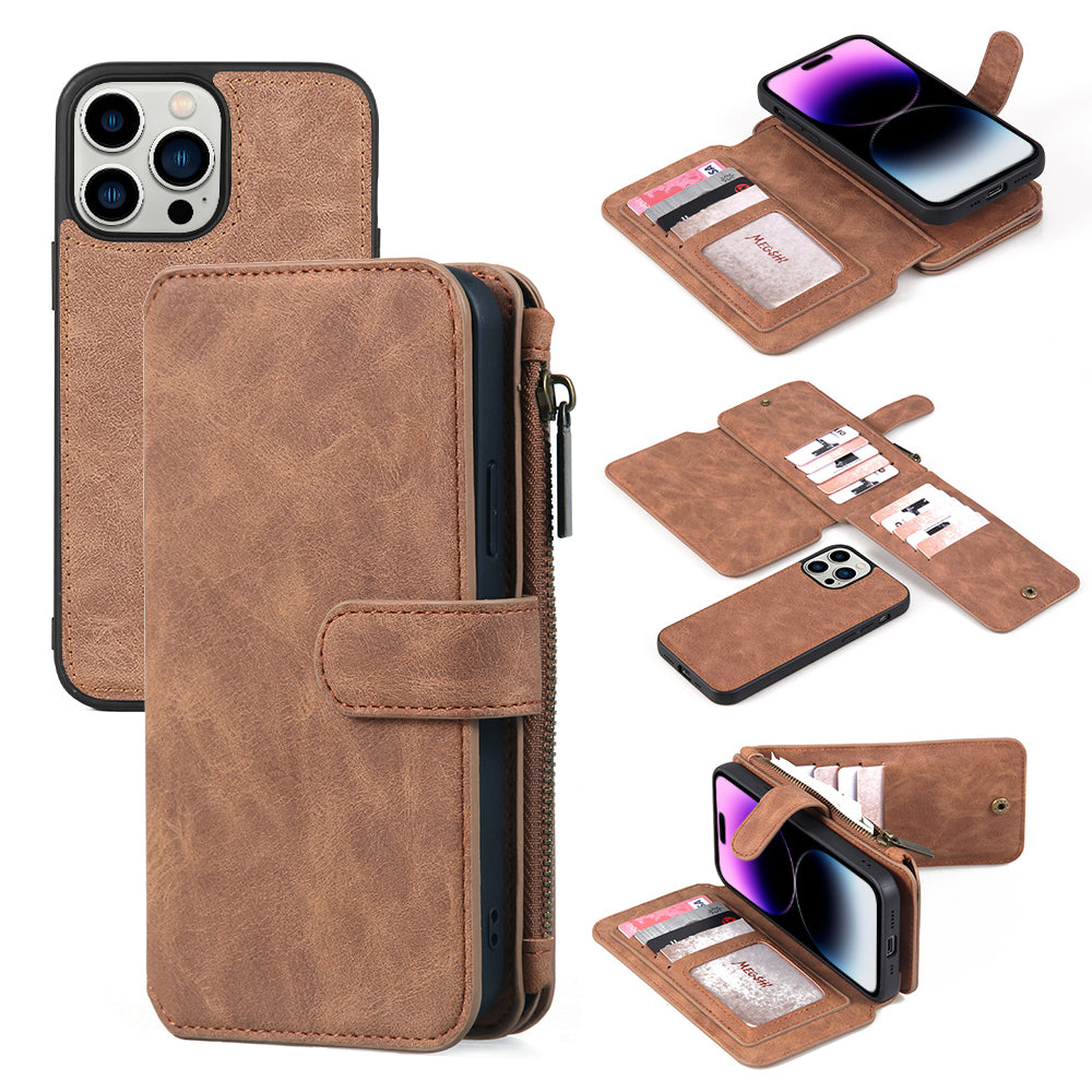 MEGSHI 007 Series pro iPhone 14 Pro TPU PC Phone Shell Odnímatelné pouzdro z PU kůže MEGSHI 007 Series pro iPhone 14 Pro TPU PC Phone Shell Odnímatelné pouzdro z PU kůže